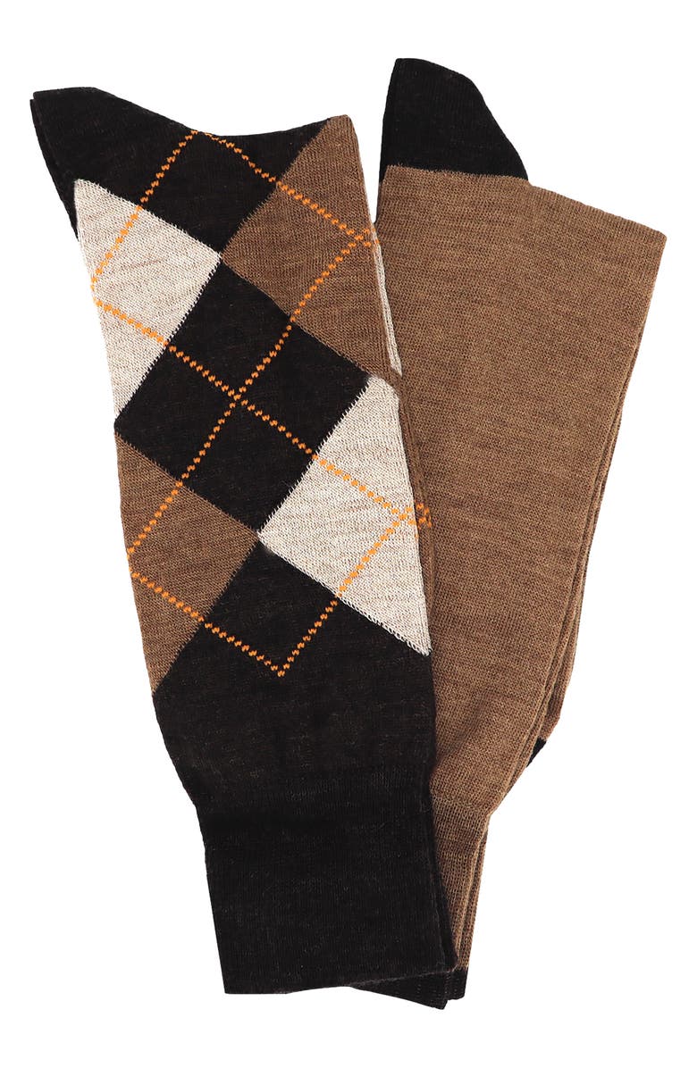 Lorenzo Uomo 2-Pack Assorted Argyle Wool Blend Dress Socks, Main, color,