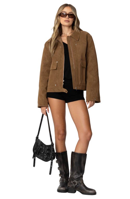 EDIKTED EDIKTED ANNABELLE OVERSIZE FAUX SUEDE JACKET 