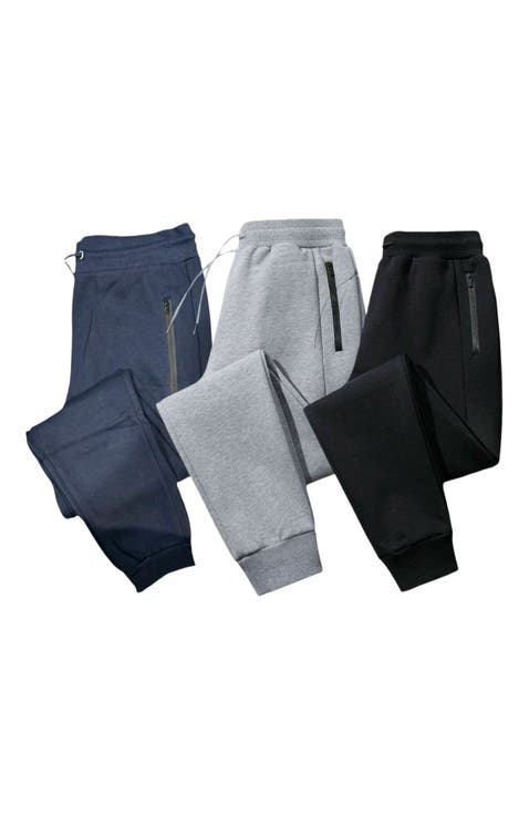 3 Pack Mens Ultra Soft Zipper Joggers