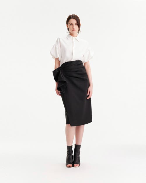 Theo The Label Women's Black Atlas Bow Pencil Skirt In Black