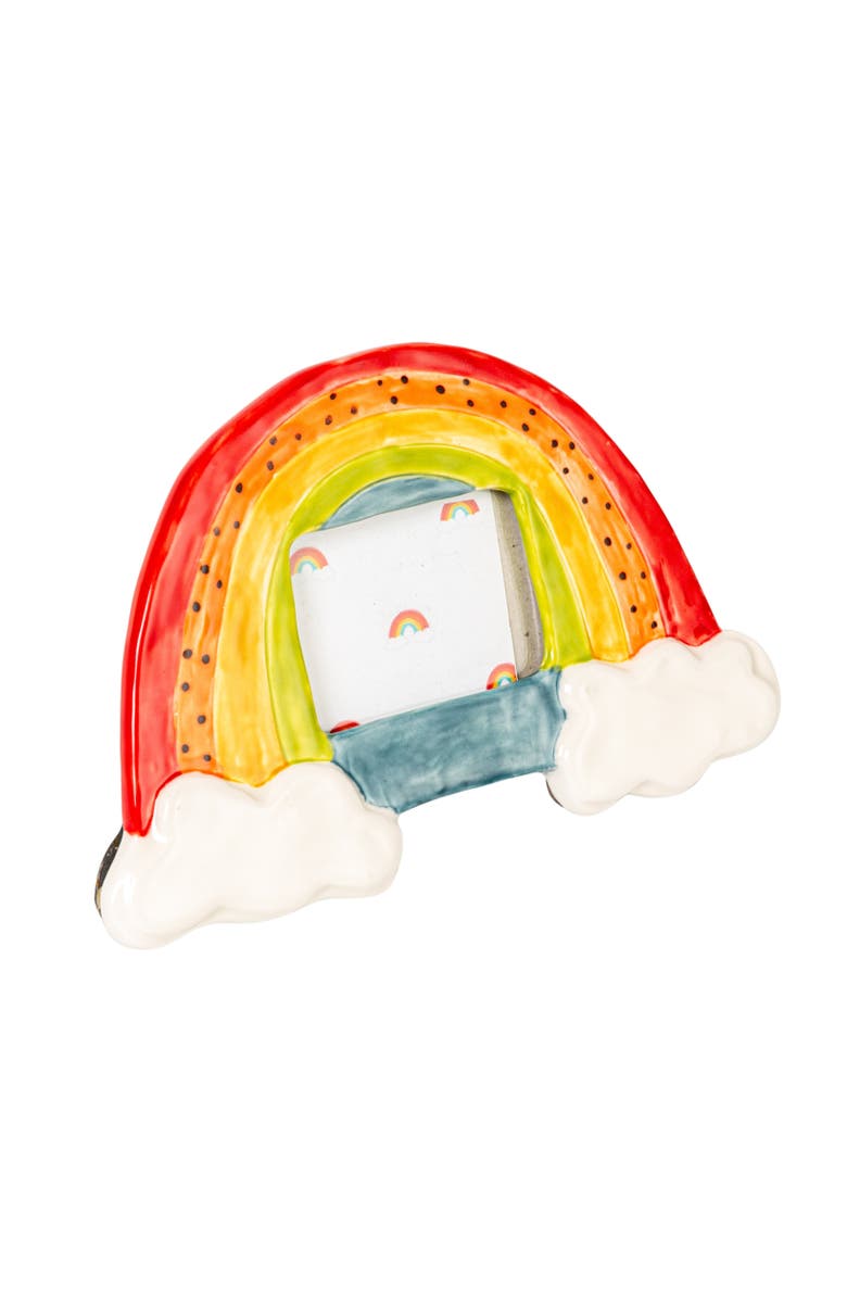 Storied Home Handmade Stoneware Rainbow Shaped Photo Frame, Multicolor, Main, color, Yellow