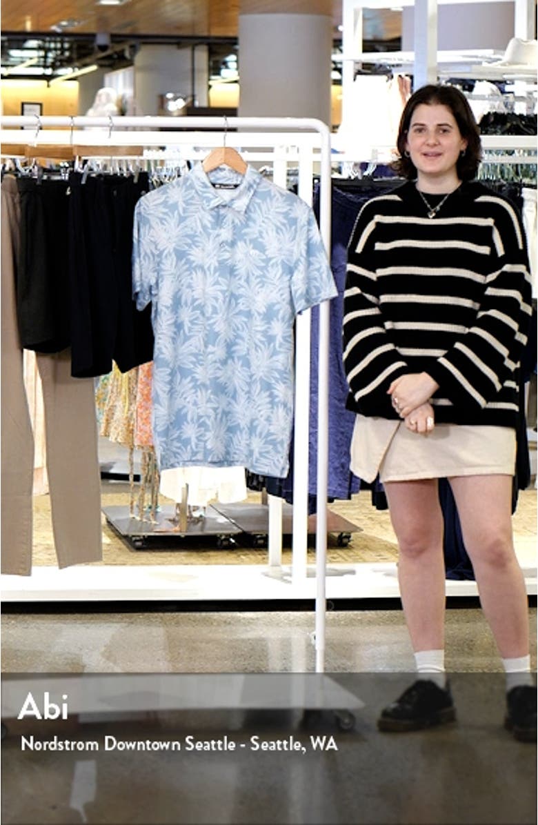 Sea Journey Leaf Print Stretch Polo, sales video thumbnail