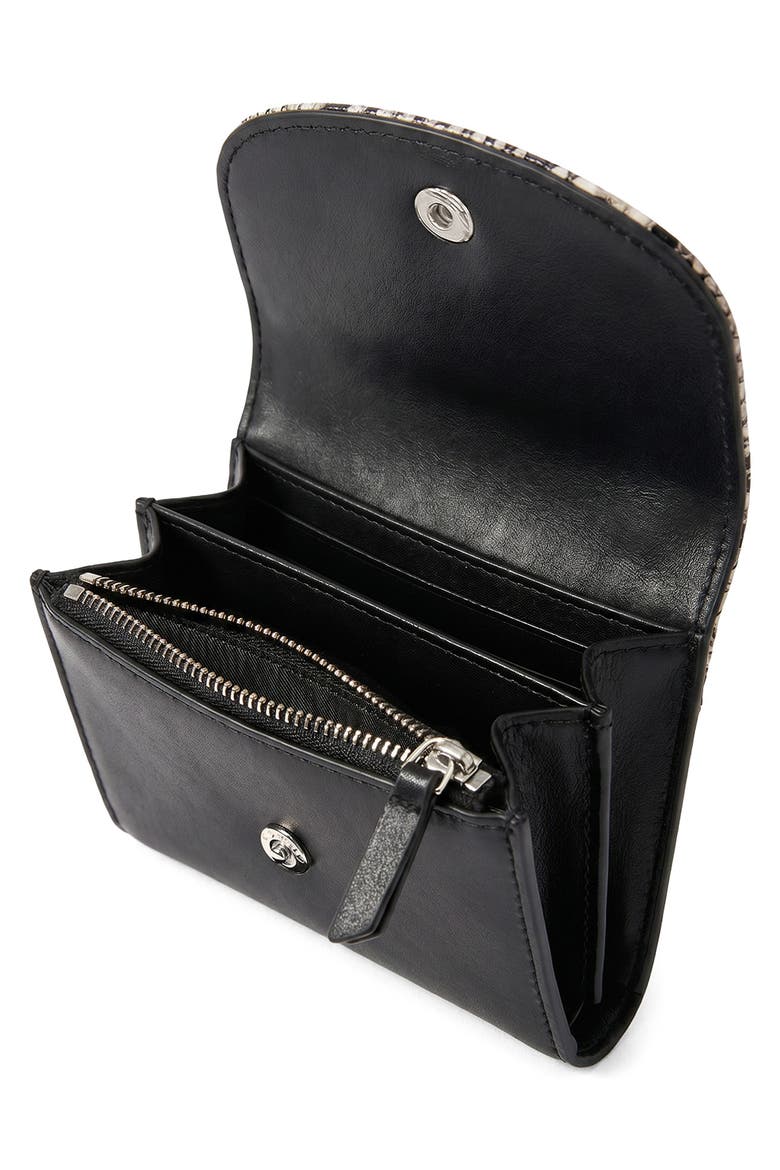 Snakeskin Embossed Flap Leather Card Holder, Alternate, color, BLACK MULTI