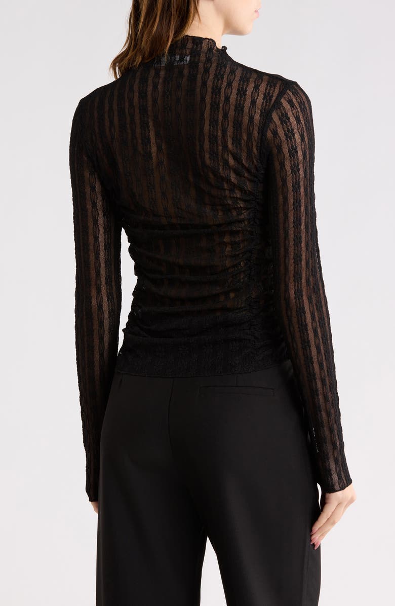 Elodie High Neck Long Sleeve Lace Top, Alternate, color, Black