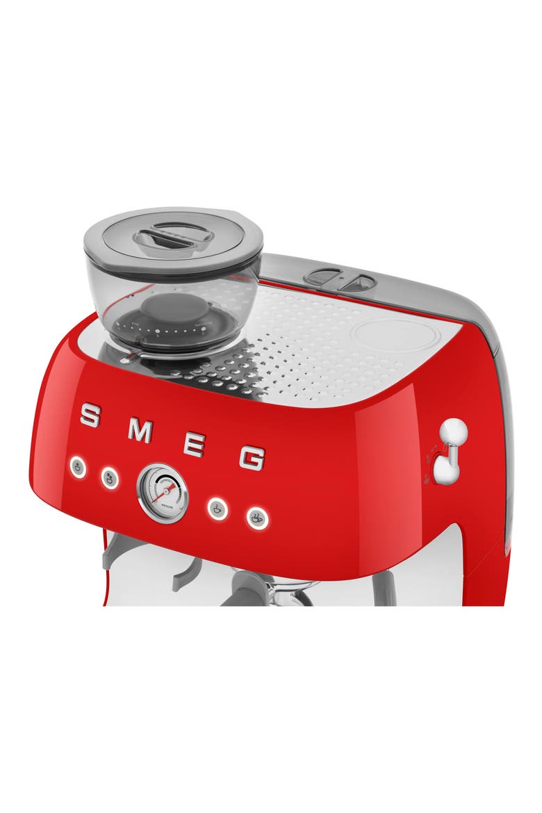 Espresso Machine with Coffee Grinder, Alternate, color, RED