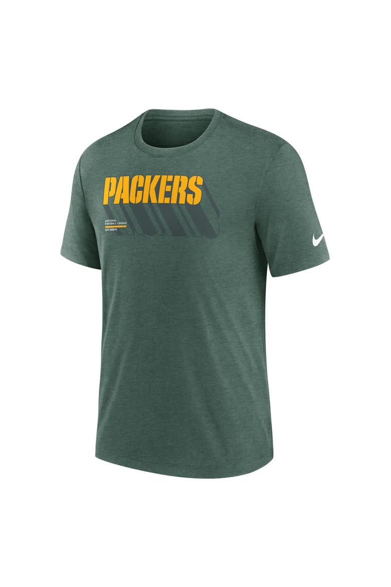 Men's Nike Heather Green Green Bay Packers Long Pass Tri-Blend T-Shirt, Alternate, color, Heather Green