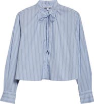 Veronica Beard Kaits Stripe Crop Cotton Top