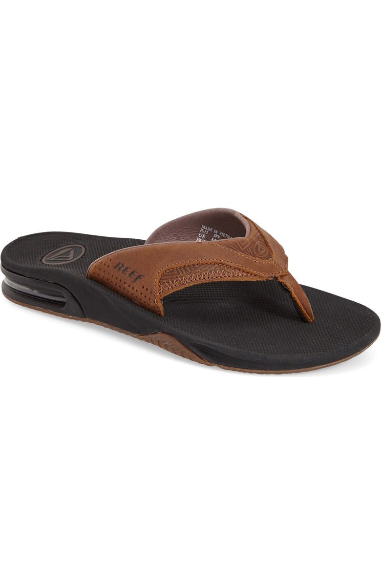 Reef 'Fanning Leather' Flip Flop, Main, color,