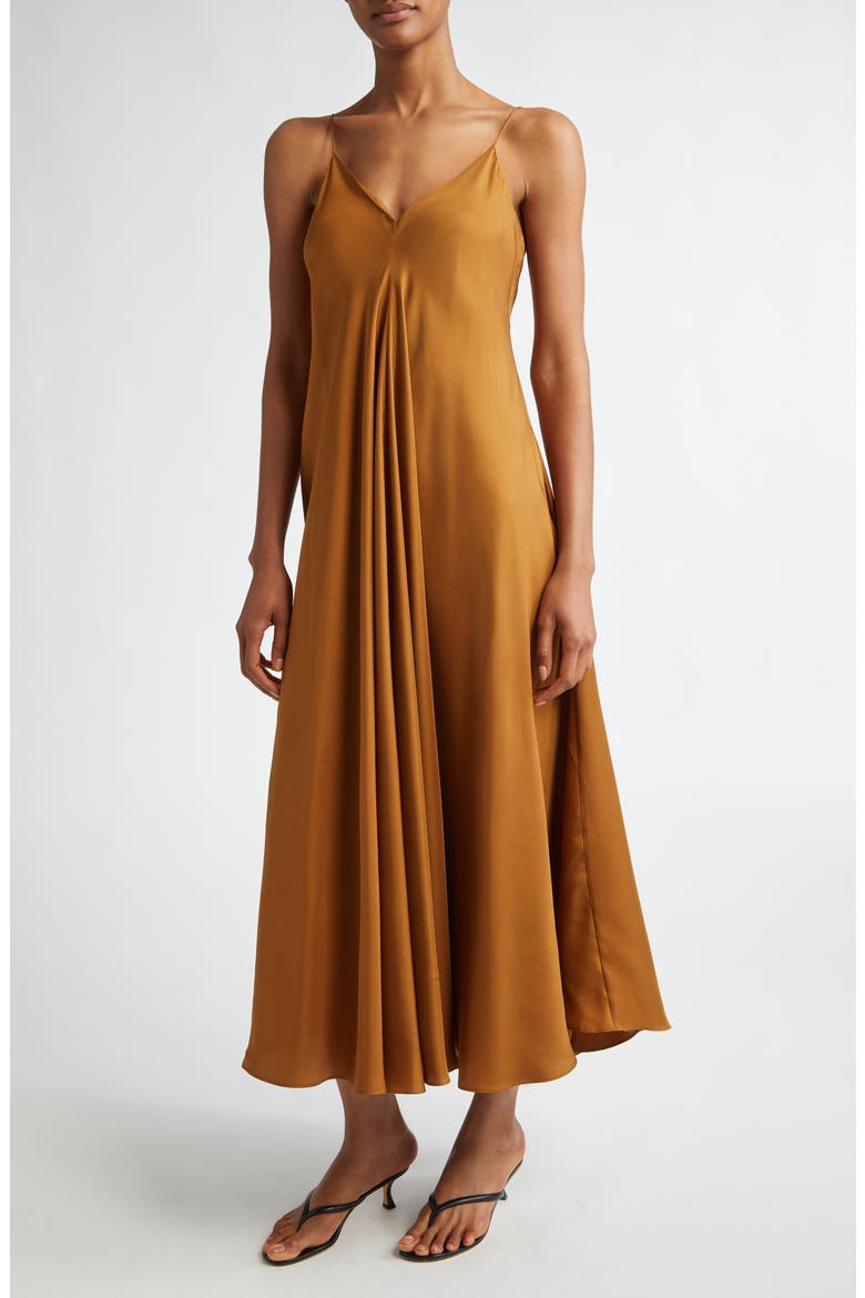 Silk Asymmetric Slipdress, Alternate, color, TAN