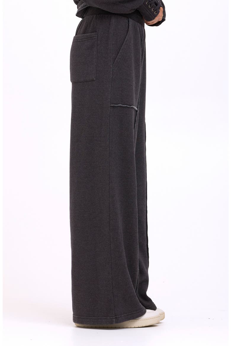 Sigourney Mineral Wash Wide Leg Pants, Alternate, color, BLACK