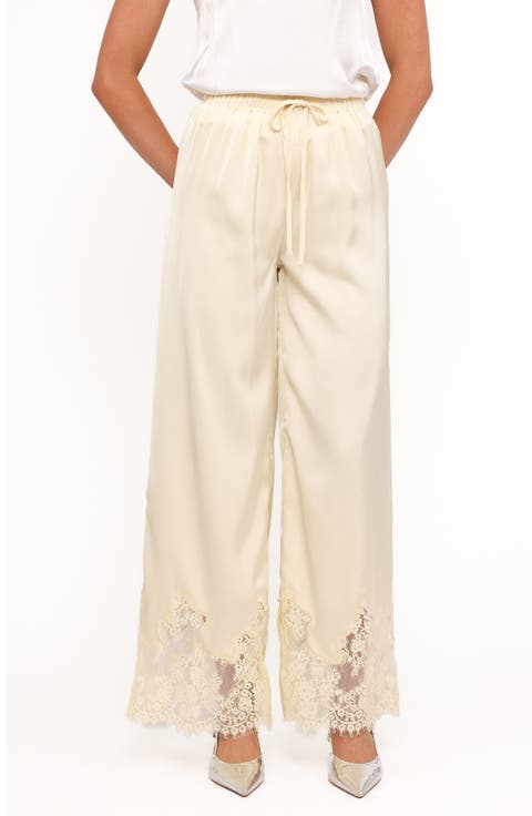 Viola Drawstring Waist Wide Leg Pants