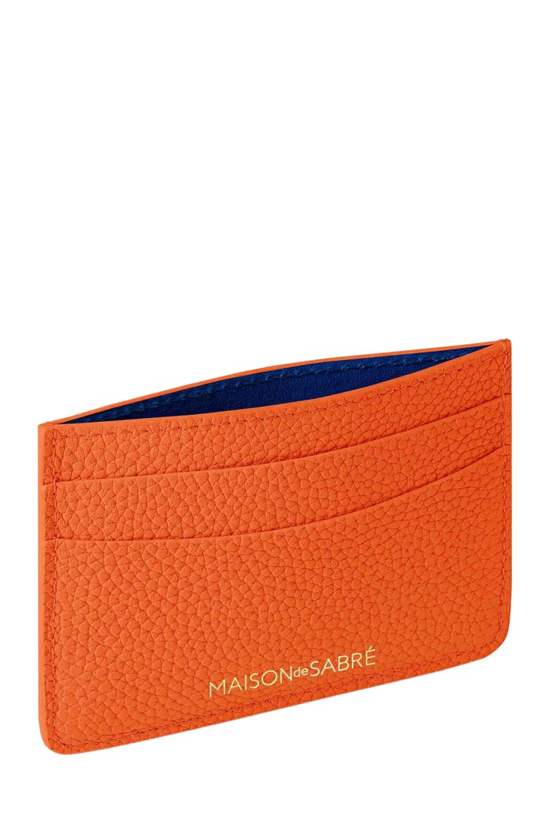 Leather Card Holder, Alternate, color, Manhattan Orange