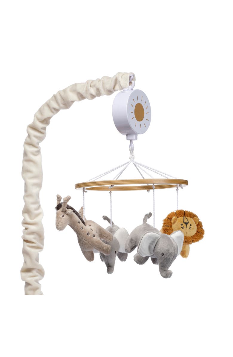 Lambs & Ivy Jungle Adventure Elephant/Lion Musical Baby Crib Mobile Soother Toy, Main, color, Multicolor