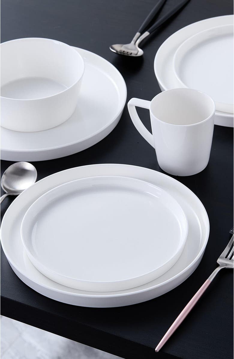 Stone Lain Madeline Bone China 16-Piece Dinnerware Set, Alternate, color, White