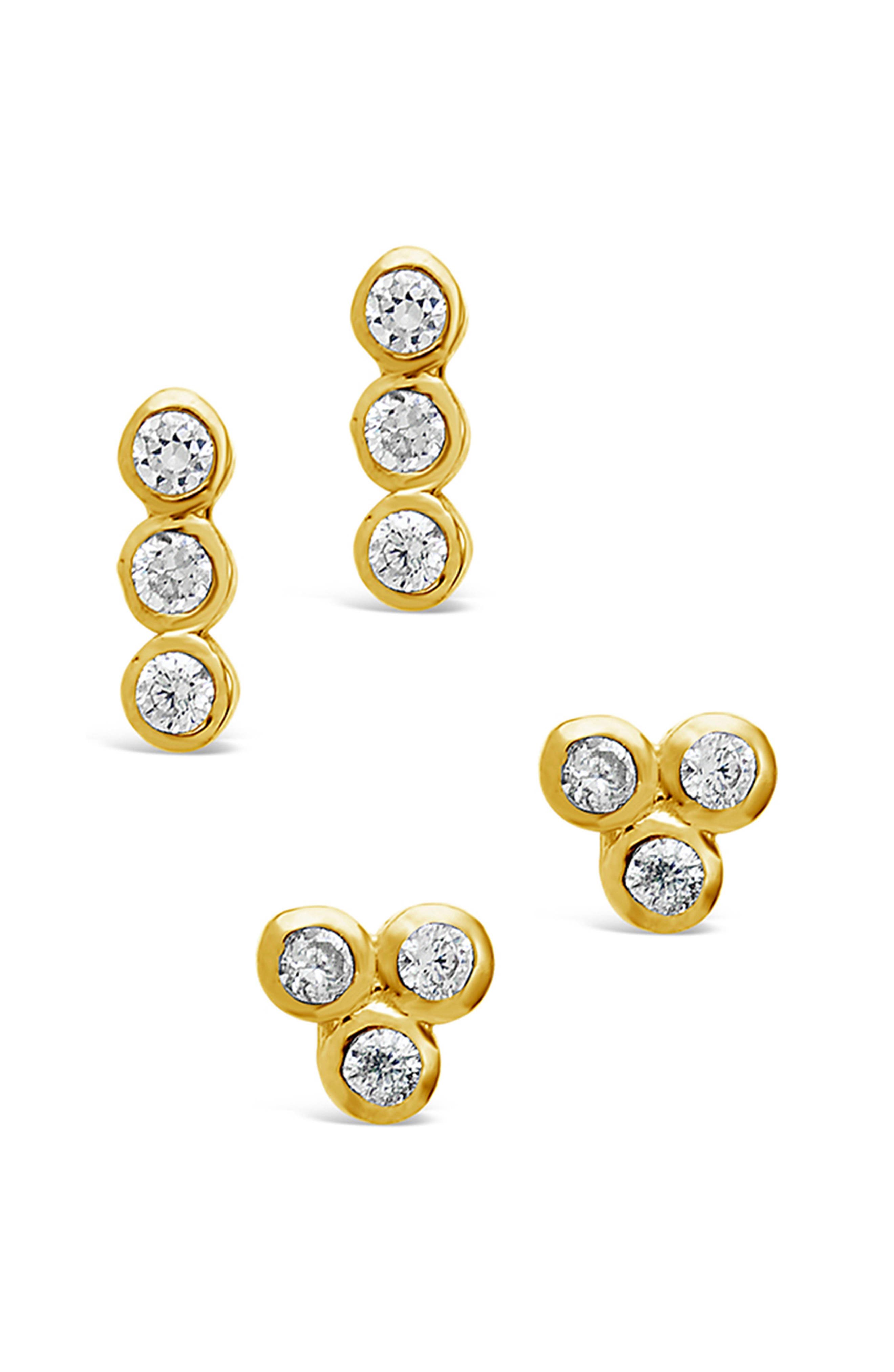 Sterling Forever 14K Gold Plated Sterling Silver 2-Piece Bezel Stud Set