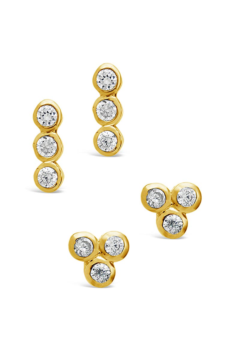 14K Gold Plated Sterling Silver 2-Piece Bezel Stud Set, Main, color, GOLD