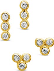 Sterling Forever 14K Gold Plated Sterling Silver 2-Piece Bezel Stud Set