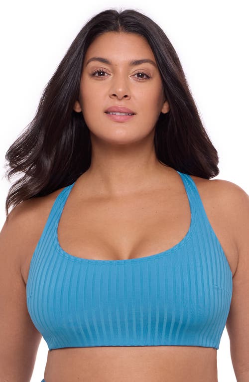 S3 Ribbed Scoopneck Crossback Bikini Top In Lake Blue