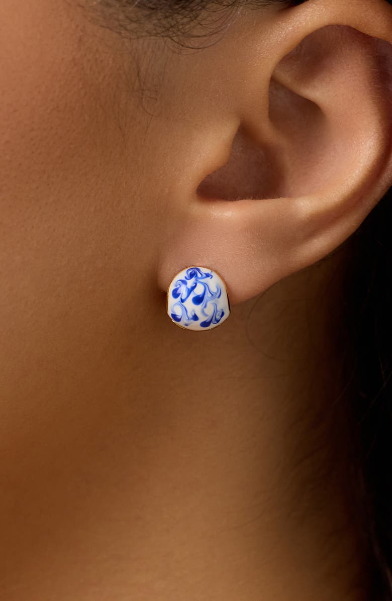 Ana Luisa Statement Earrings - Mini Abby Marble Blue, Alternate, color, Marble Blue/ Gold