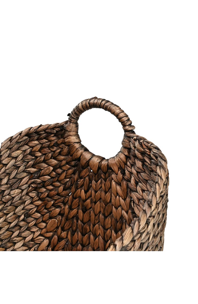 HAPPIMESS Nellie Farmhouse Classic Handwoven Hyacinth Storage Boat Baskets with Handles,, Alternate, color, Brown