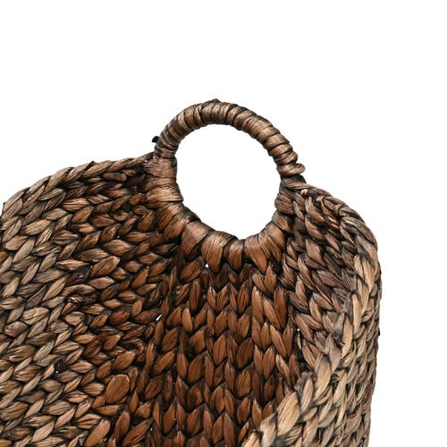 Happimess Nellie Farmhouse Classic Handwoven Hyacinth Storage Boat Baskets With Handles (set Of 3) In Brown