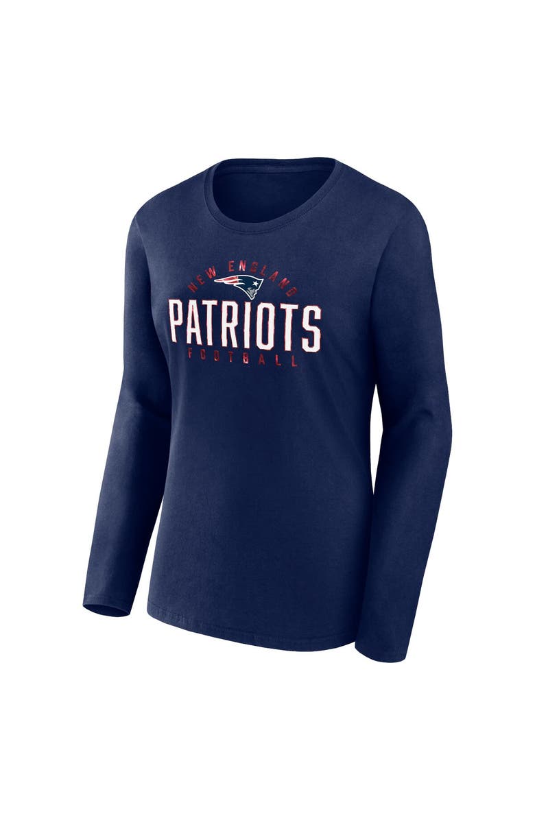 FANATICS Women's Fanatics Branded Navy New England Patriots Plus Size Foiled Play Long Sleeve T-Shirt, Alternate, color, Navy
