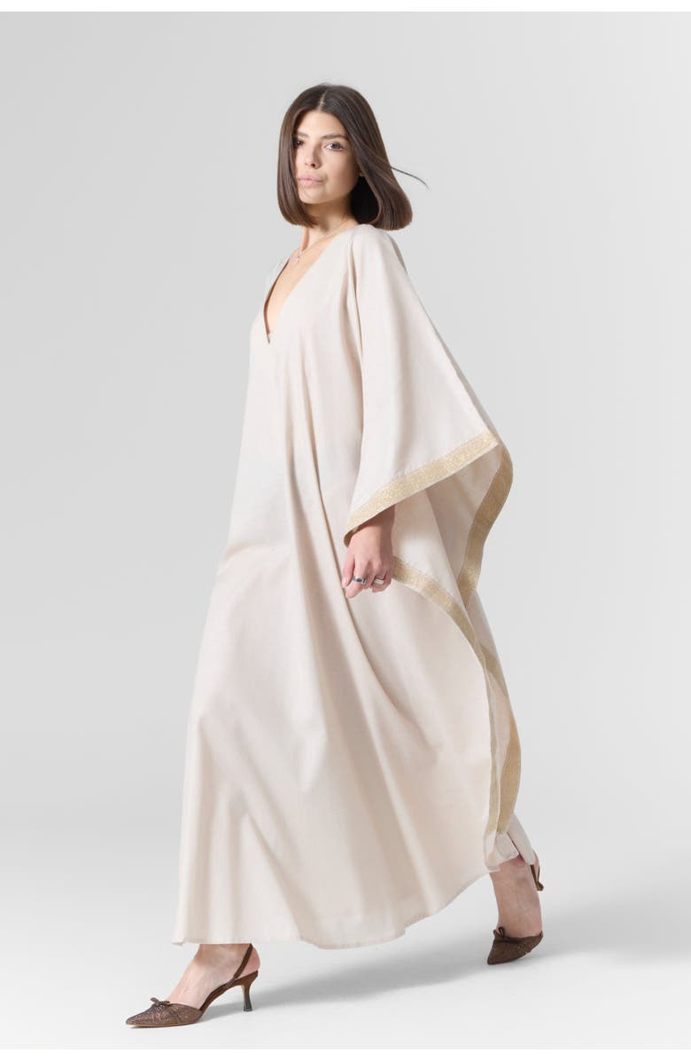 Le Fafo Luna Linen Kaftan Gown, Main, color, Beige