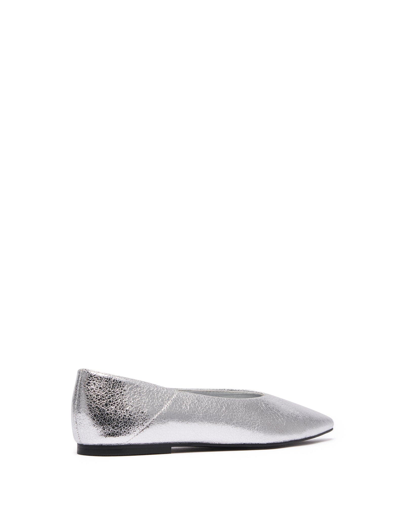 Therapy Australia Clara Pointed Toe Flats, Alternate, color, Silver Cracked Metallic Pu