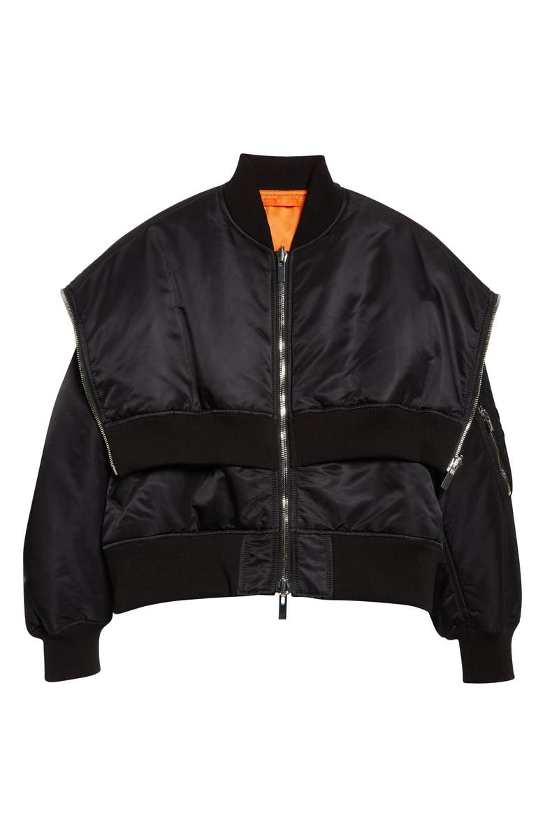 Noir Kei Ninomiya Layered Nylon Twill Bomber Jacket, Main, color, Black