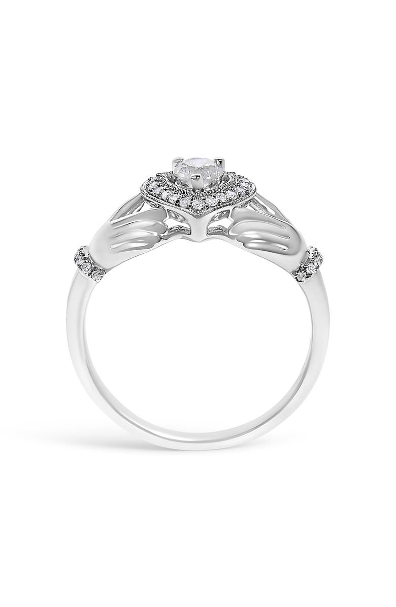 Haus of Brilliance 14K White Gold 3/8 Cttw Diamond Claddagh Heart Ring, Alternate, color, White Gold