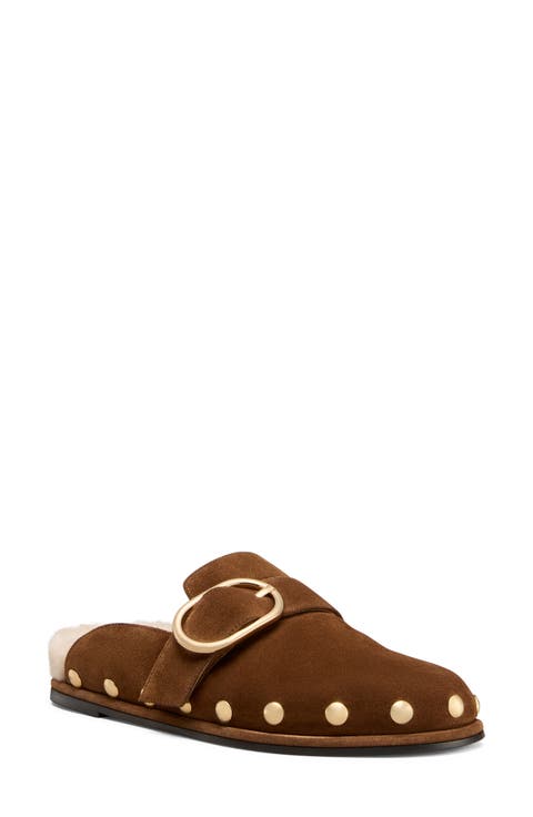 Studded Faux Shearling Lined Mule (Women)