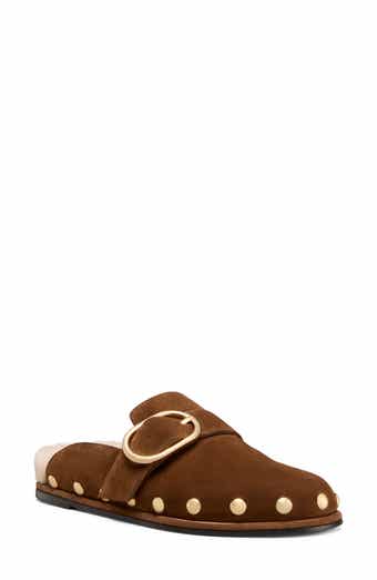 Stuart Weitzman Studded Faux Shearling Lined Mule
