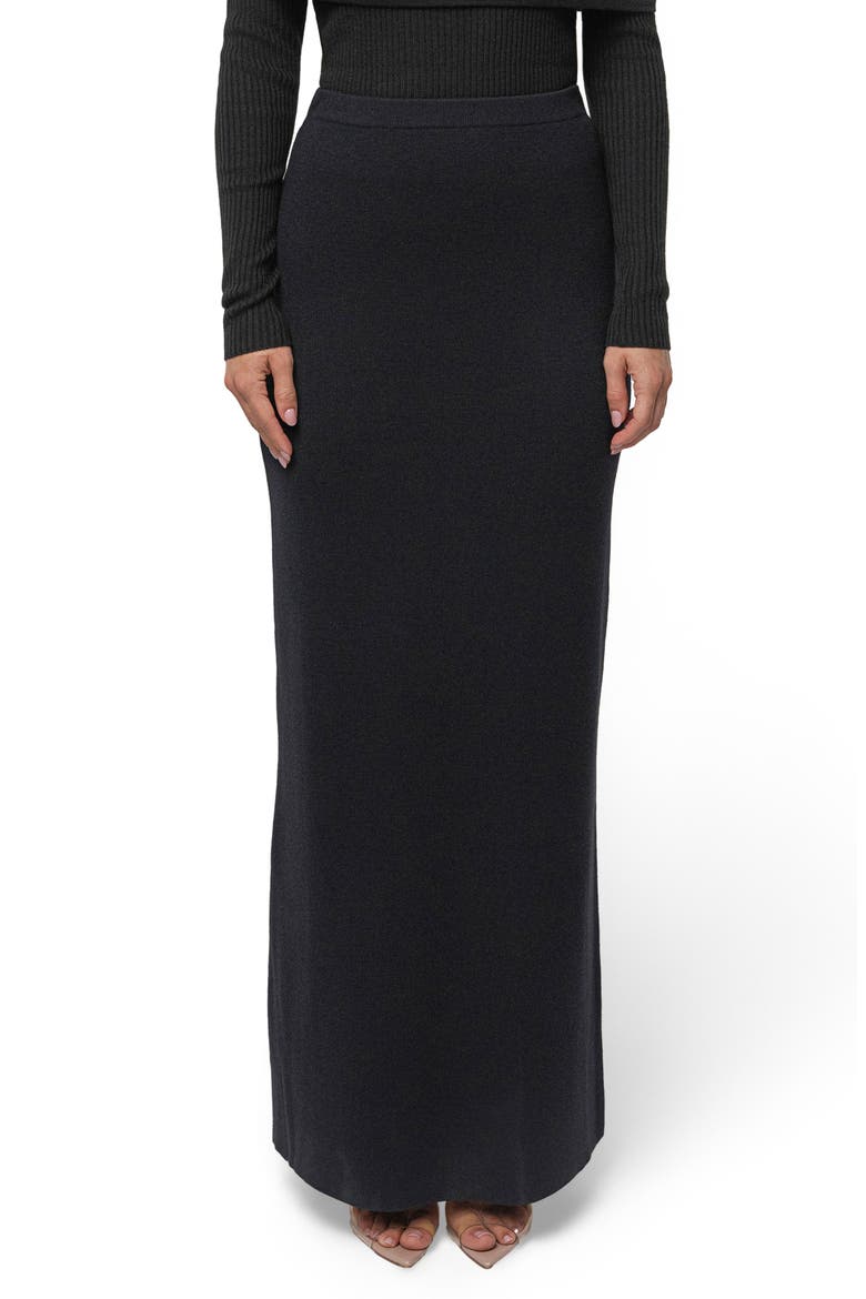 London Knit Maxi Skirt, Main, color, BLACK