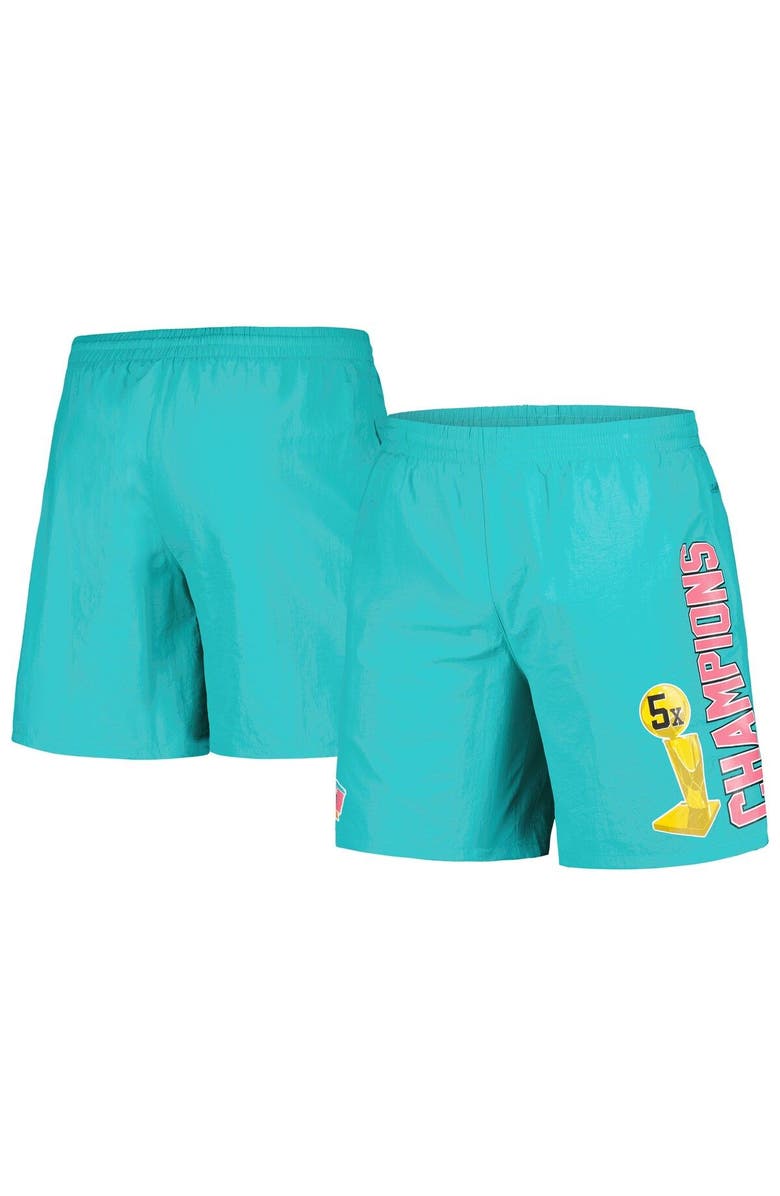 Mitchell & Ness Men's Mitchell & Ness Teal San Antonio Spurs 5x Champions Heritage Shorts, Main, color, 