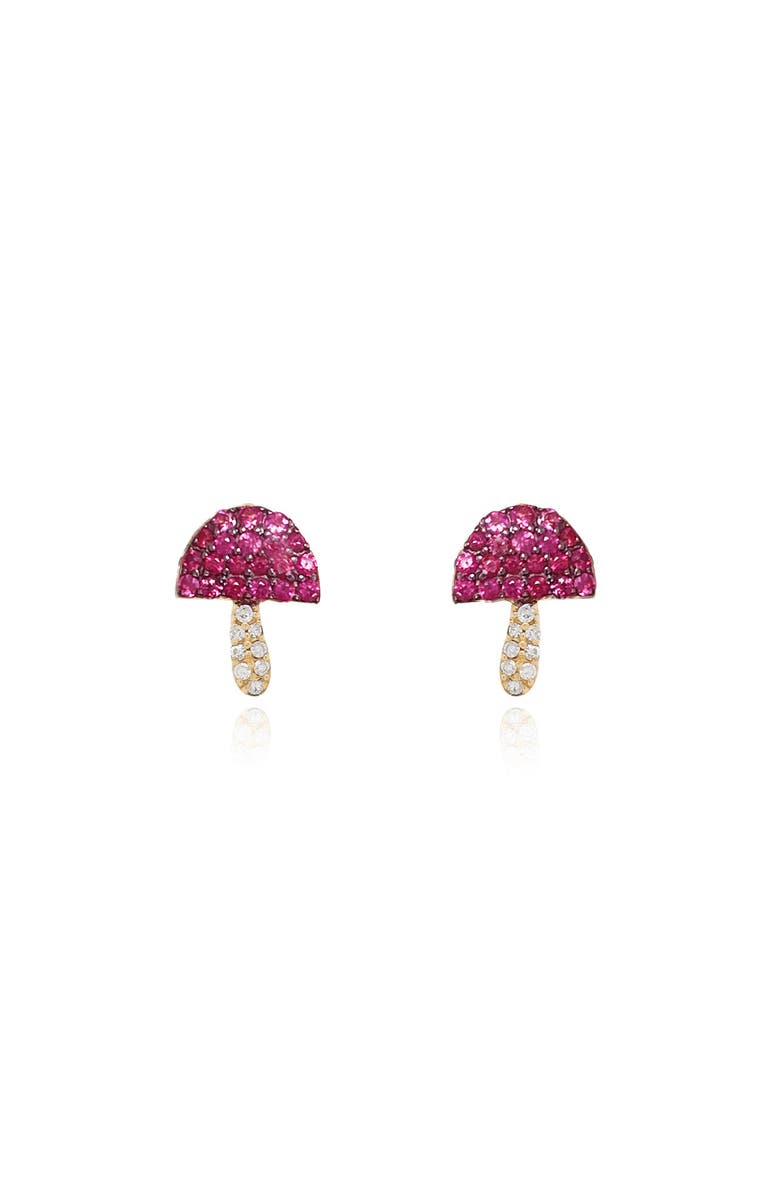The Lovery Fine Jewelry Ruby Mushroom Stud Earrings, Alternate, color, Ruby