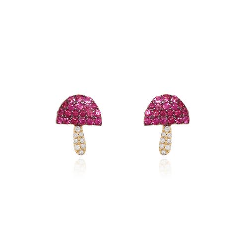 The Lovery Fine Jewelry Ruby Mushroom Stud Earrings In Pink