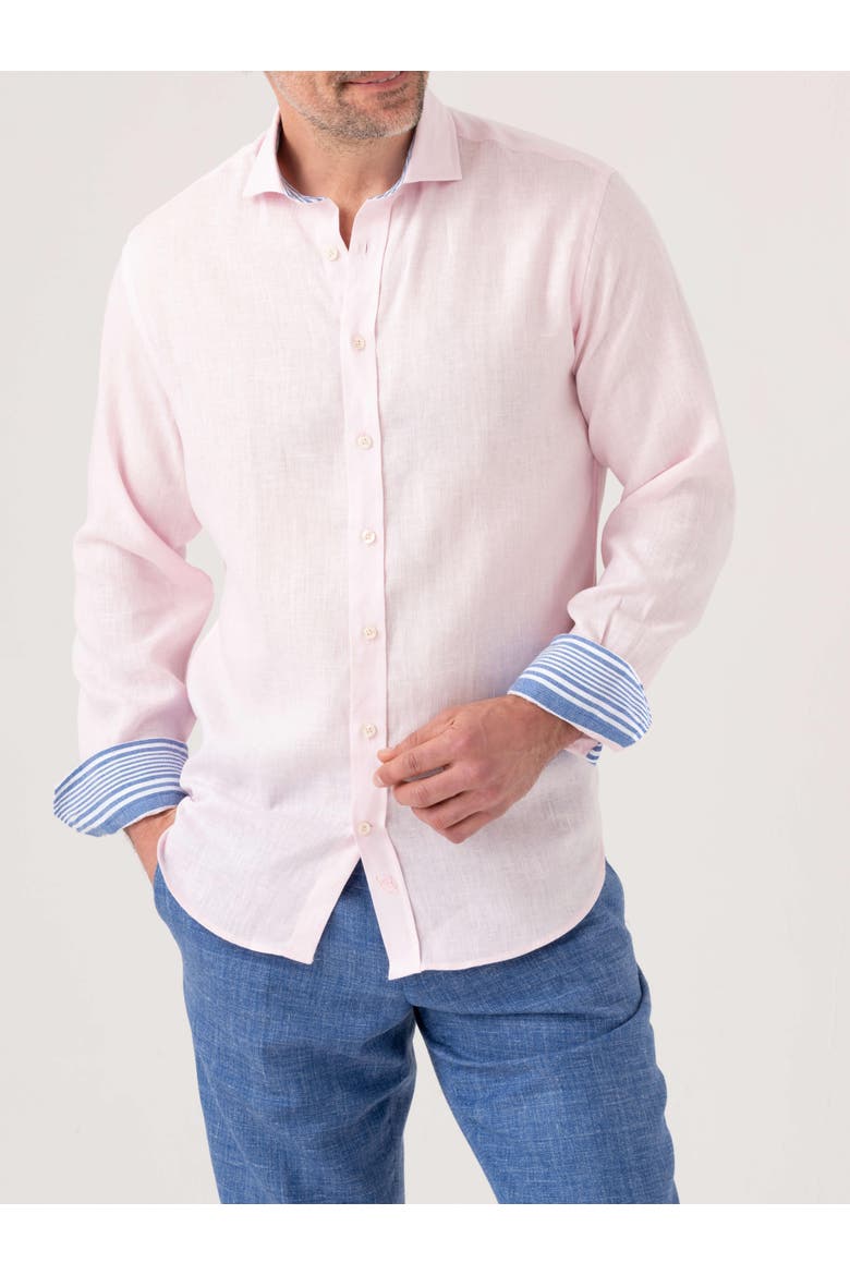 Classic Linen Long Sleeve Shirt, Main, color, Pink