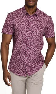 W.R.K Leaf Print Performance Short Sleeve Button-Up Shirt
