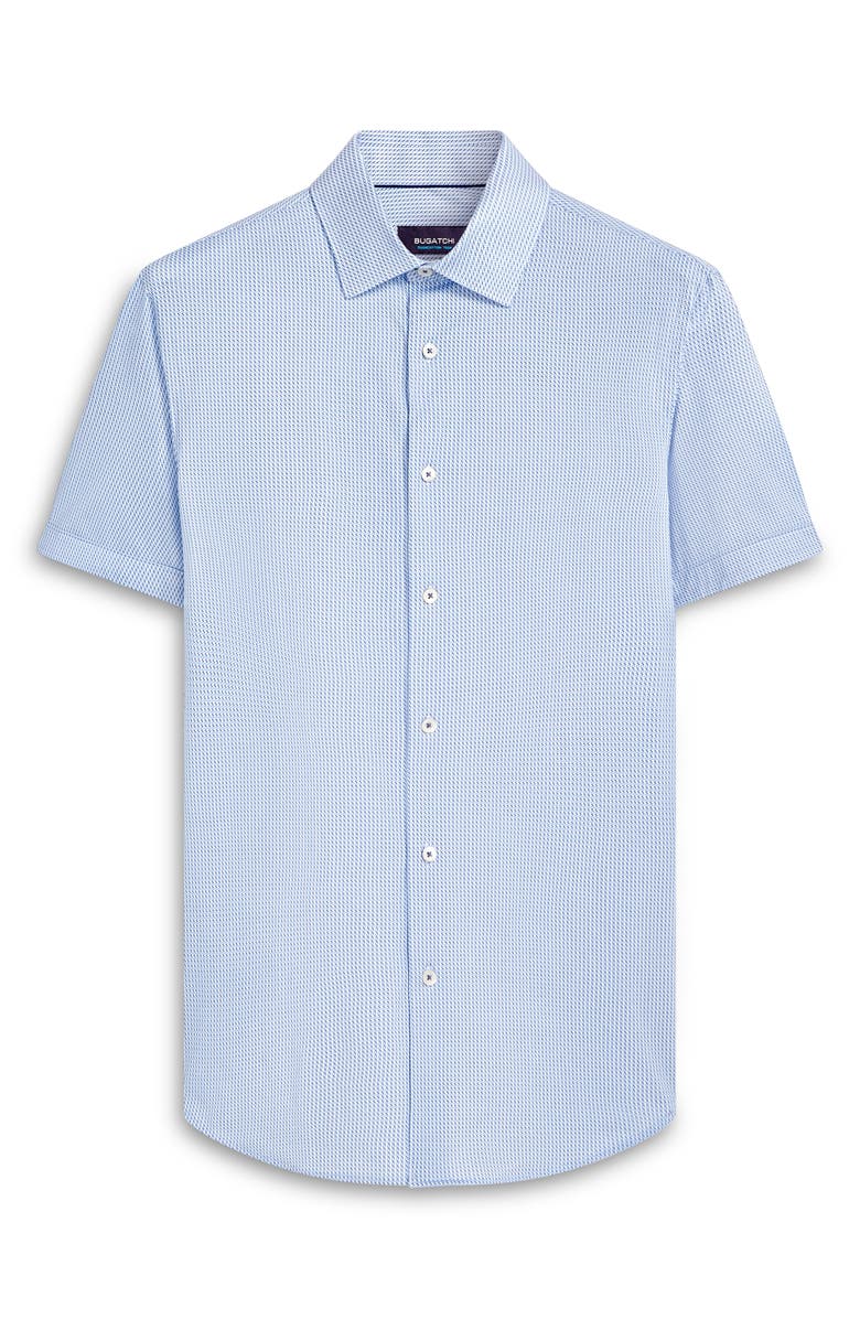 Bugatchi Miles OoohCotton<sup>®</sup> Abstract Print Short Sleeve Button-Up Shirt, Alternate, color, Sky