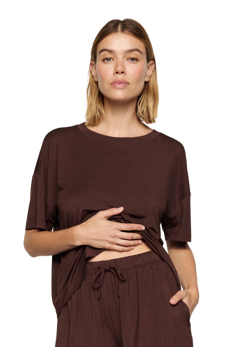 Gisele Stretch Modal Pajama Shorts, Alternate, color, CHOCOLATE