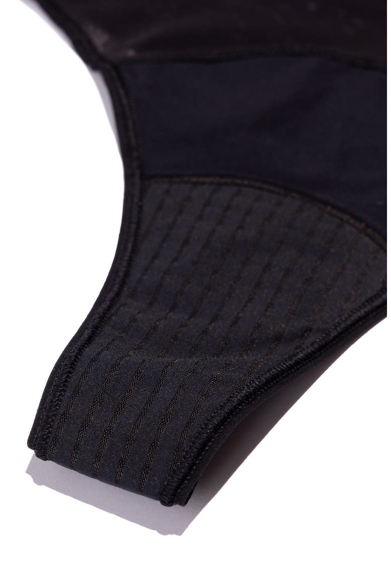 Period & Leakproof Light Absorbency Mesh Thong, Alternate, color, BLACK