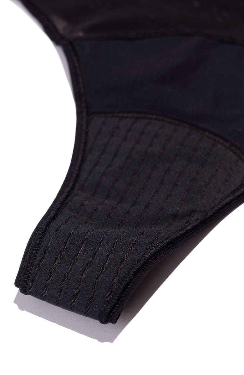 Saalt Period & Leakproof Light Absorbency Mesh Thong, Alternate, color, Black