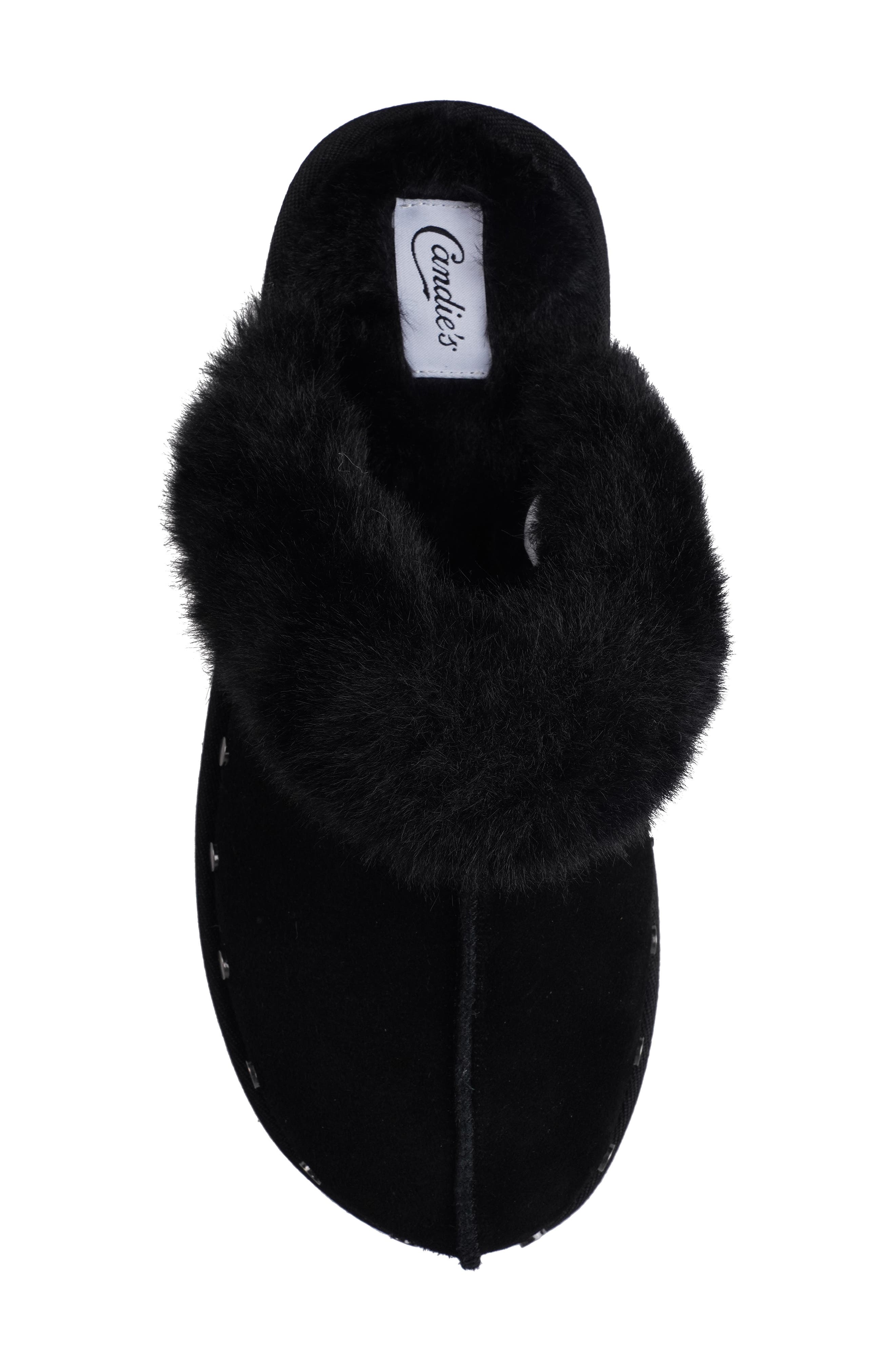 Candie's Sutton Faux Fur Platform Clog, Alternate, color, Black Suede
