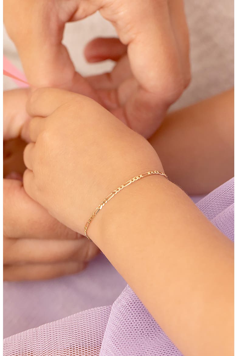 14k Figaro Chain Link Bracelet, Alternate, color, Gold
