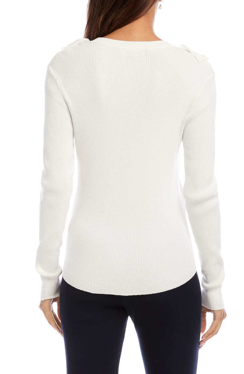 Karen Kane Ruffle V-Neck Sweater, Alternate, color, Off White