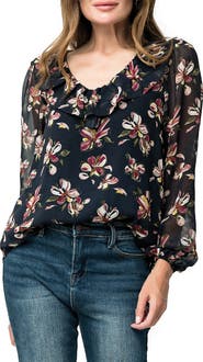 GIBSONLOOK Gigi V-Neck Long Sleeve Floral Top