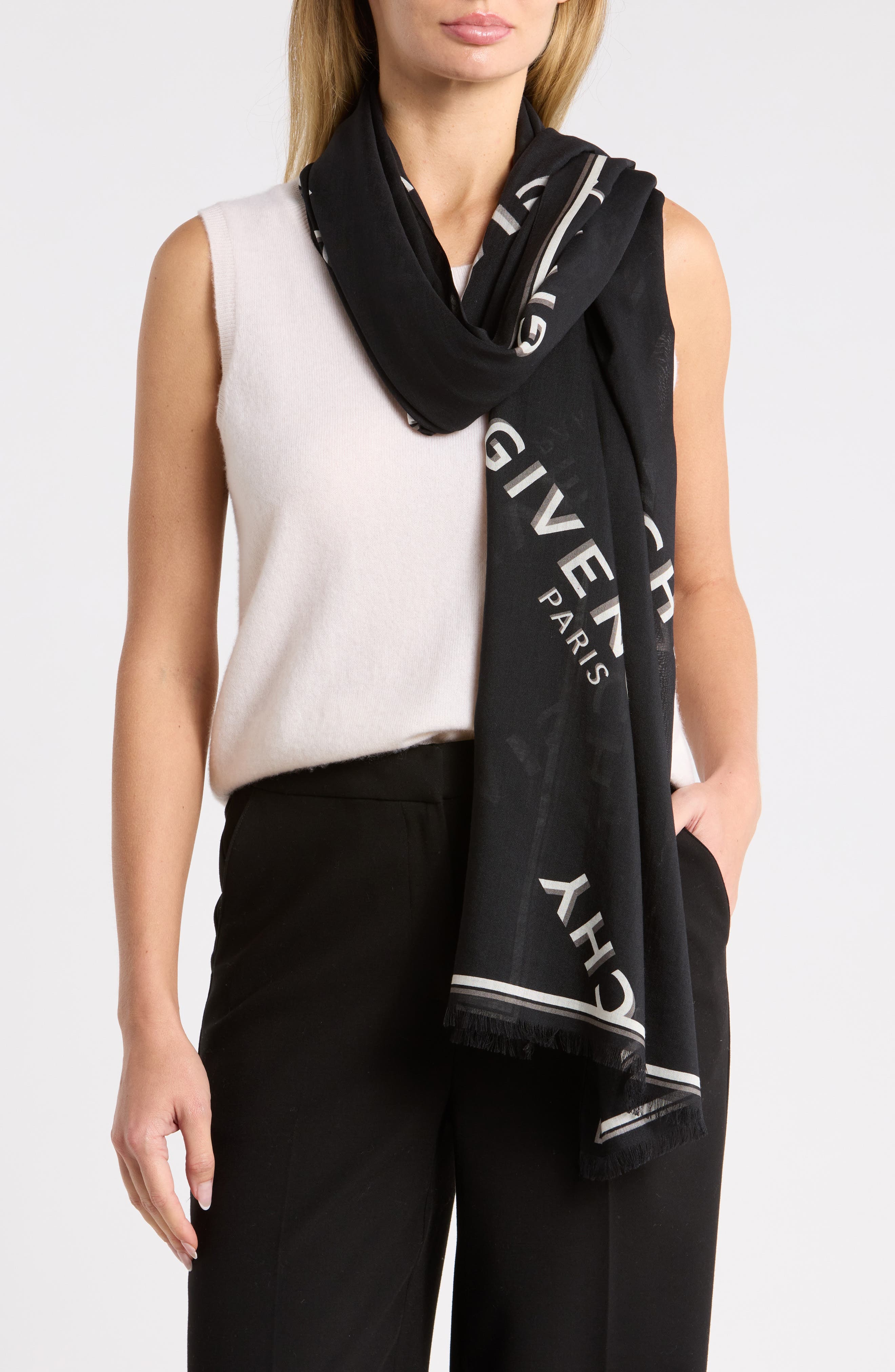 Shadow Logo Virgin Wool & Silk Oblong Scarf