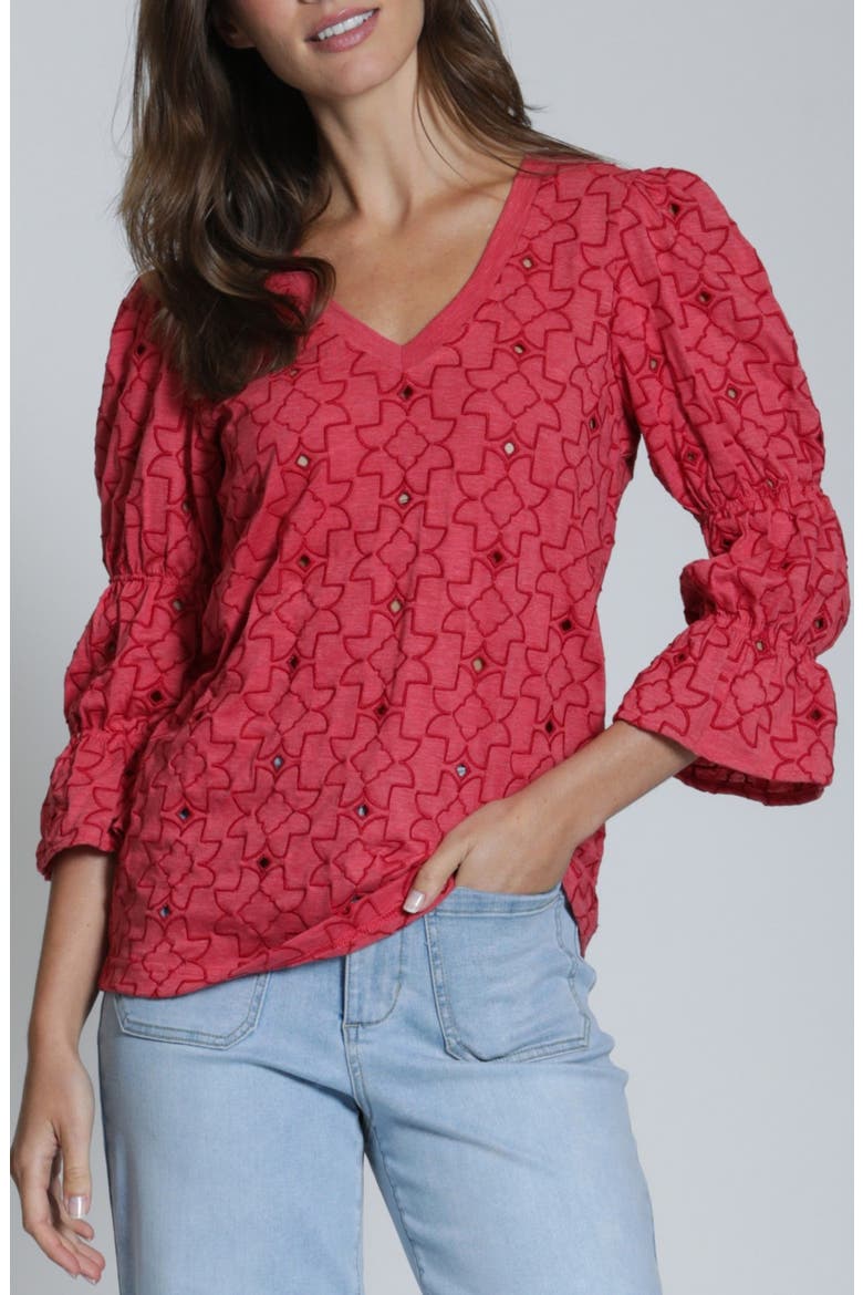Eyelet Grace T-Shirt, Main, color, HIBISCUS