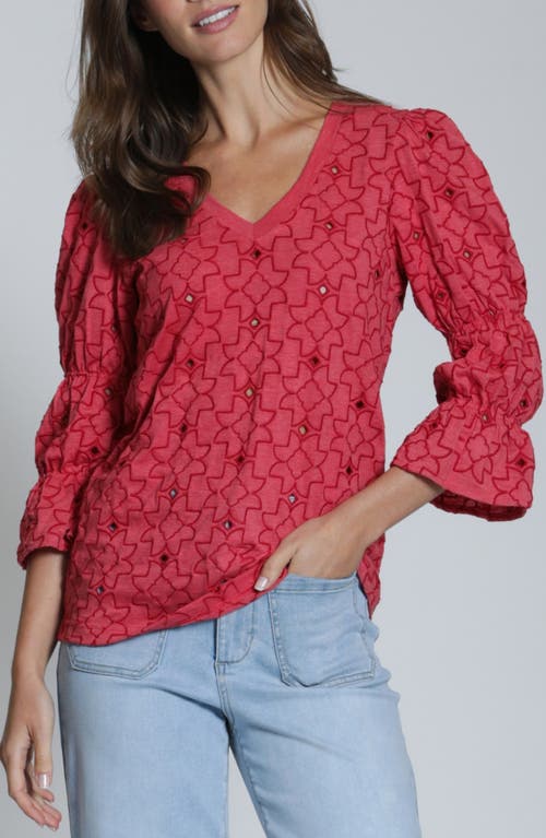 Apny Eyelet Grace T-shirt In Red
