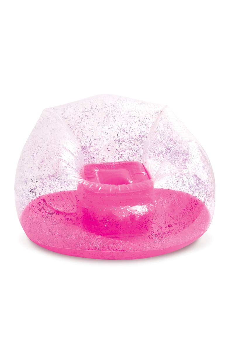 Three Cheers For Girls Pink Glitter Confetti Inflatable Chair Sparkle, Alternate, color, Multicolored